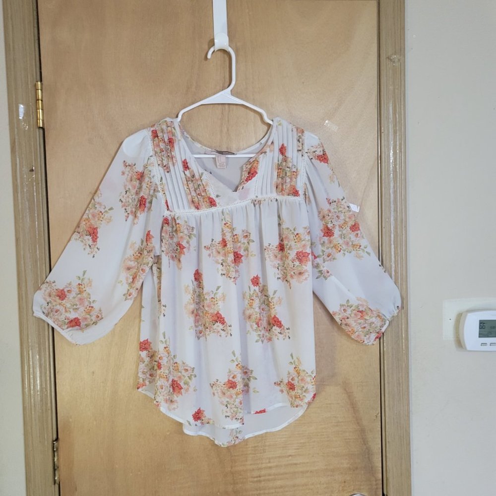 Forever 21 Contemporary Blouse Small Floral Sheer